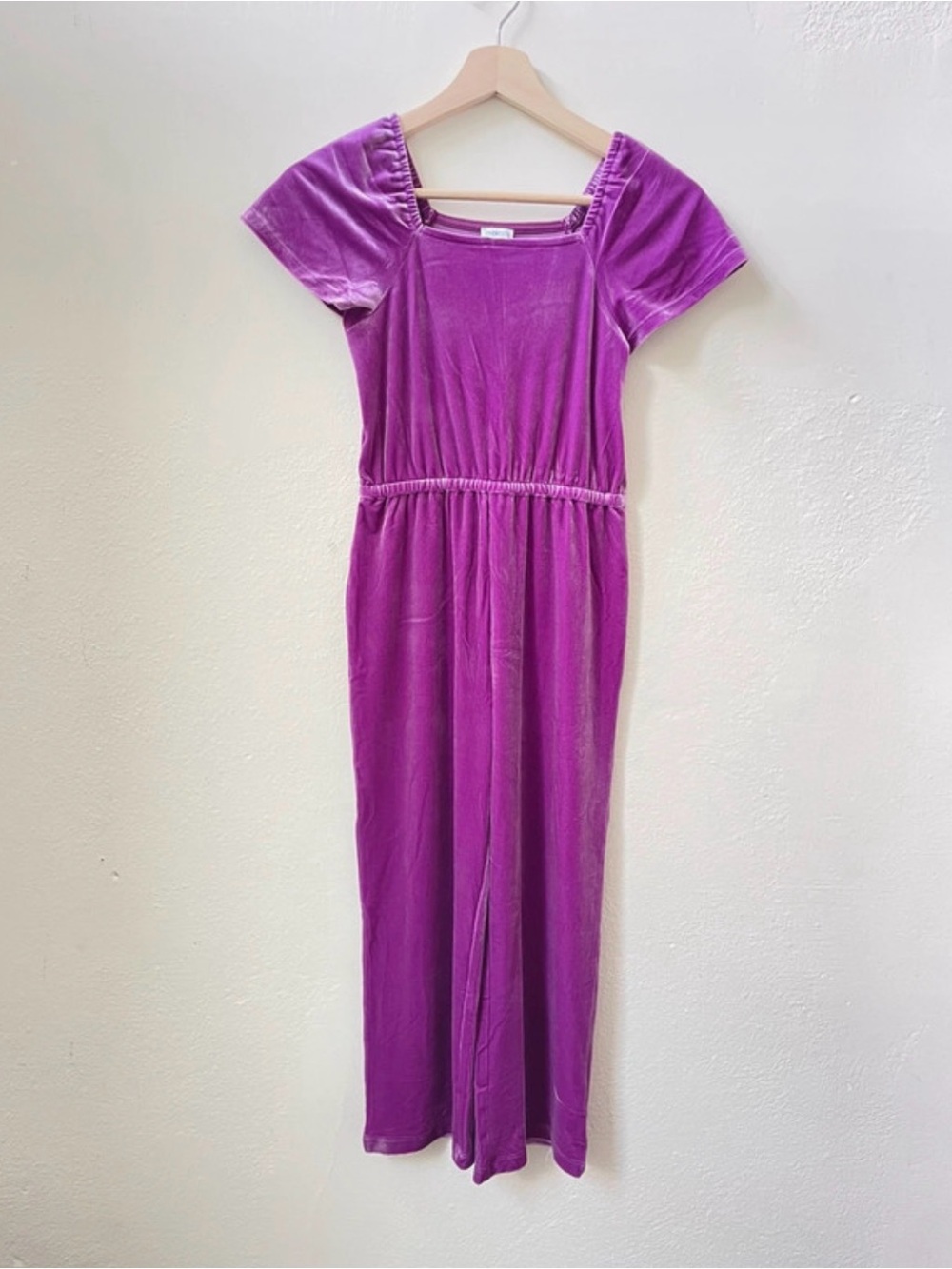 NWT Crewcuts by J.Crew Girls Size 8 Purple Stretch Velvet Wide Leg Jumpsuit⁠